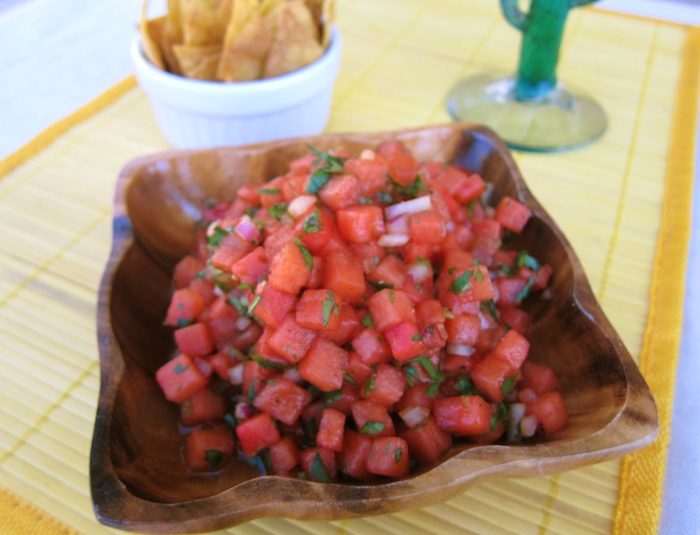 Watermelon-Cilantro Pico de Gallo with Oven-Fried Tortilla Chips