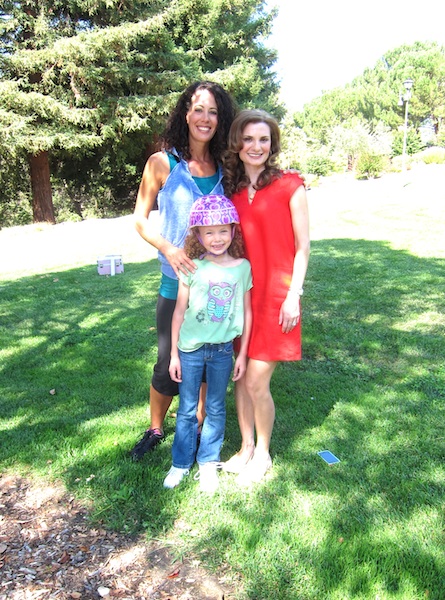 Michelle Dudash on set with Julie and Ocean Raye for California Raisin commercial shoot