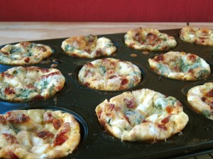 Baked Mini Frittatas with Goat Cheese, Spinach & Sundried Tomatoes