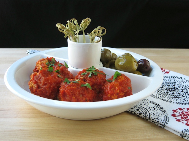 Spanish Cocktail Meatballs with Piquillo Pepper Tomato Sauce