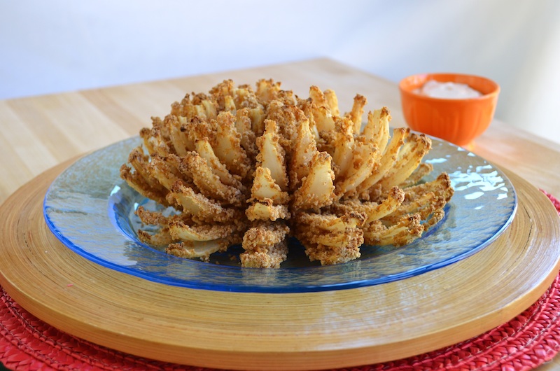 Oven-Fried Onion Bloom with Tangy Dipping Sauce