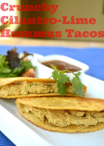 Crunchy Cilantro-Lime Hummus Tacos (meatless)