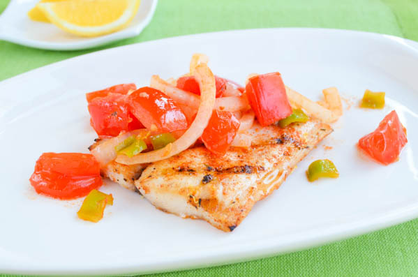 Grilled Mahi with Tomatoes, Onions, Chile